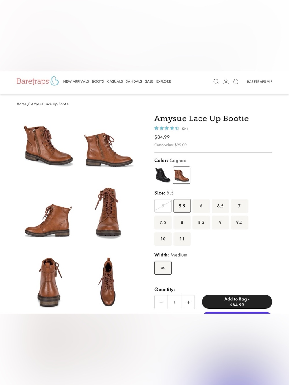Beartrap Women’s Stylish Cognac Boots size 8.5 - New in box